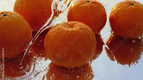 Orange with splash, drip and whirlpool. Makes a refreshing impression. Horizontal Video.
