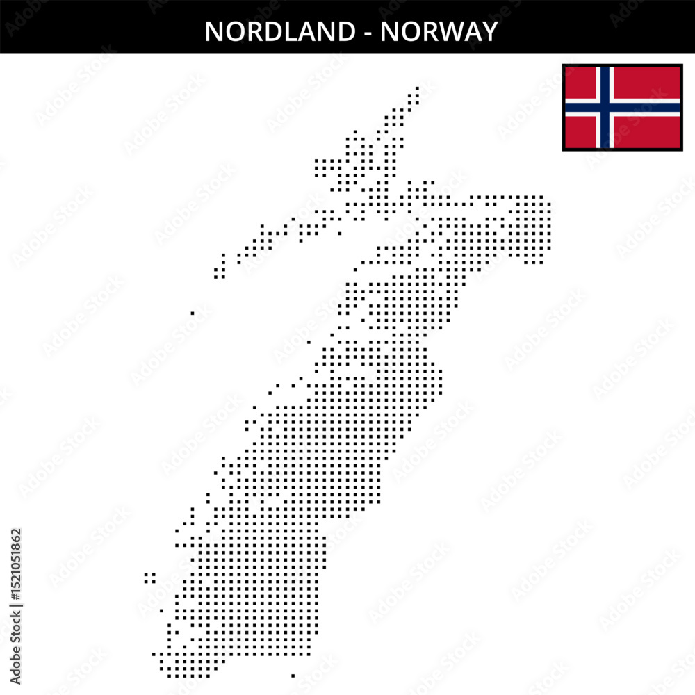 Obraz premium Small square dotted map of nordland in Norway