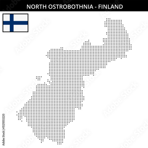 Small square dotted map of north-ostrobothnia in Finland