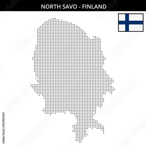 Small square dotted map of north-savo in Finland