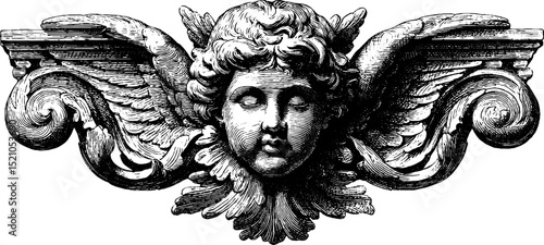 Engraved angel figure illustration set for decorative design and art projects