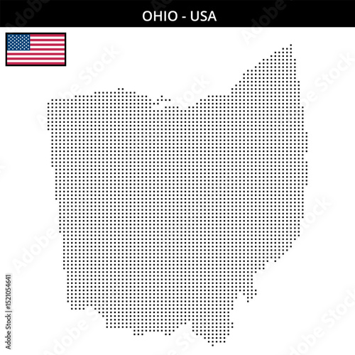 Small square dotted map of ohio in the USA