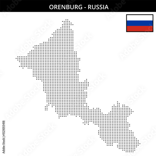Small square dotted map of Orenburg in Russia