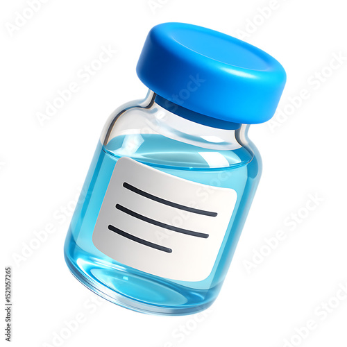 3D icon of Vaccine vial with blue liquid isolated on transparent background