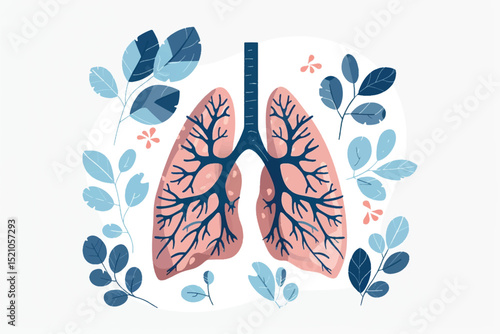 Illustration of  lungs anatomy structure Isolated on white background.