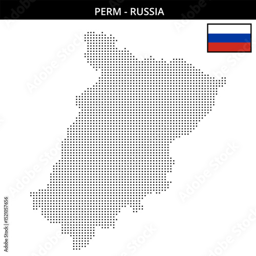 Small square dotted map of perm in Russia