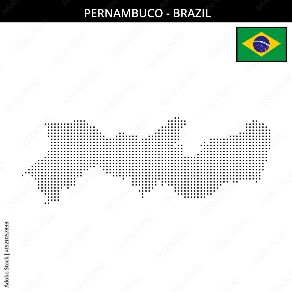 Fototapeta premium Small square dotted map of pernambuco in Brazil