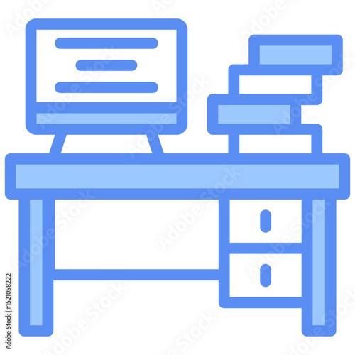 Office Desk Blue Icon