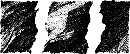 Detailed engraved illustration set of torn fabric edges for vintage design and craft projects