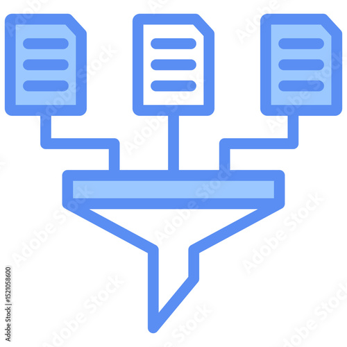 blue documents funnel process icon clip art preview