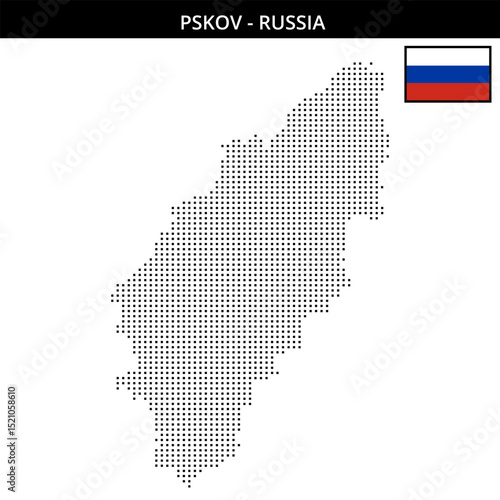 Small square dotted map of Pskov in Russia