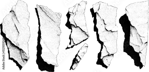 Engraved illustrations of wrinkled paper folds for design and art projects