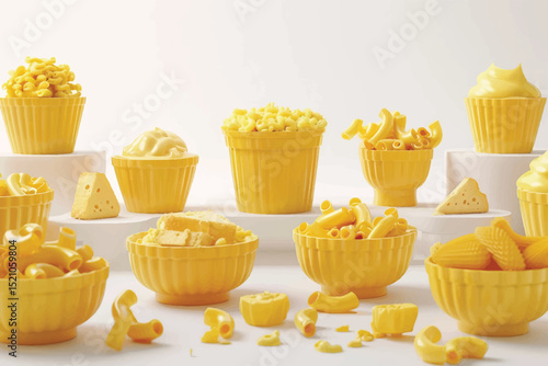 Pasta macaroni noodle in paper bowl isolated on white, close up