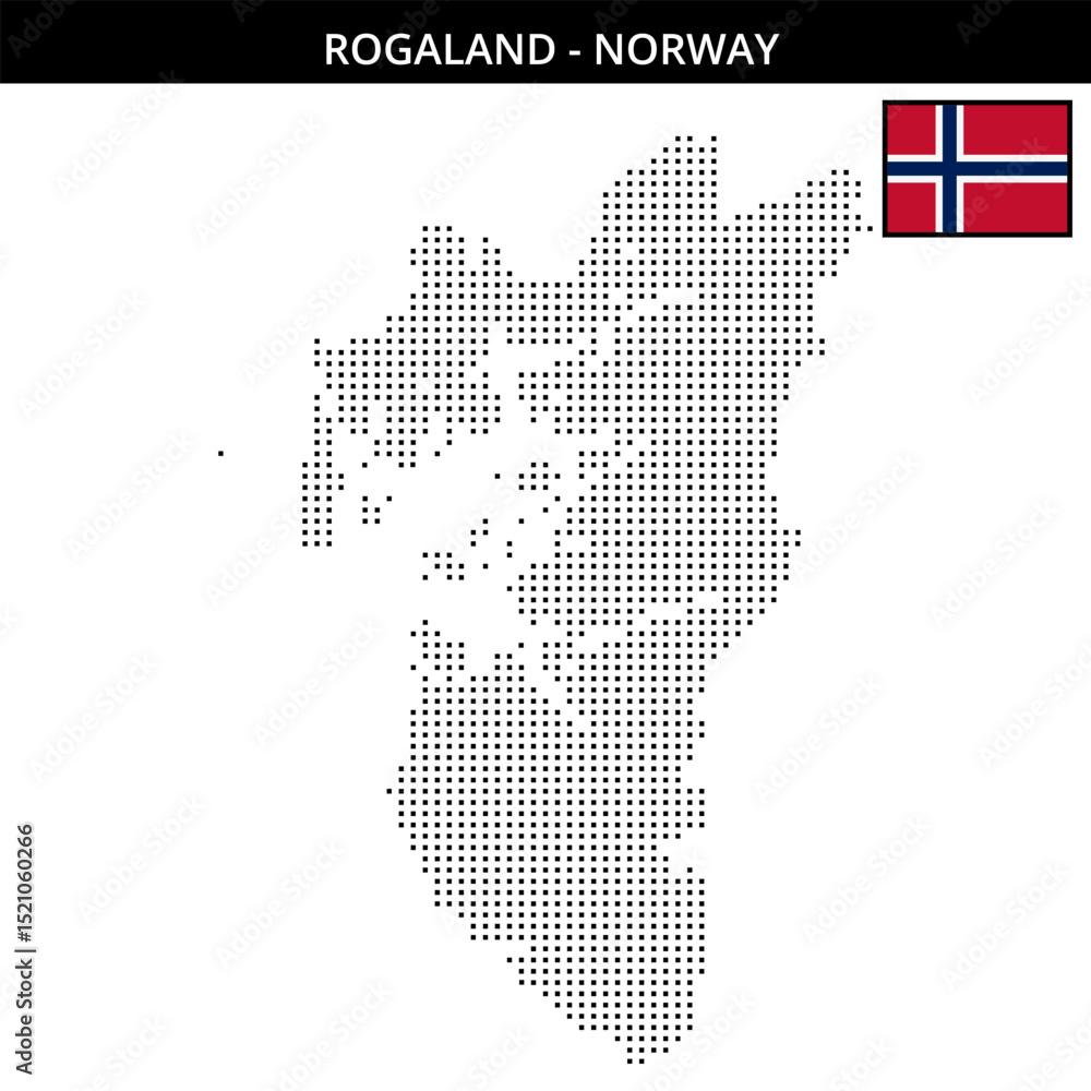 Obraz premium Small square dotted map of rogaland in Norway