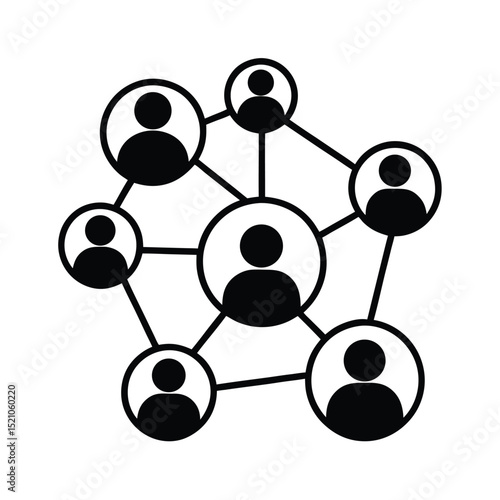 Community Network With People Silhouettes And Icons