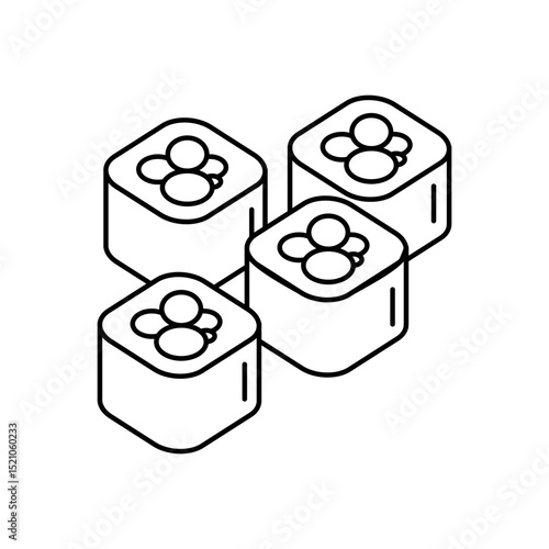 Minimalist Maki Sushi Roll Line Art Icon – Japanese Food Vector Illustration