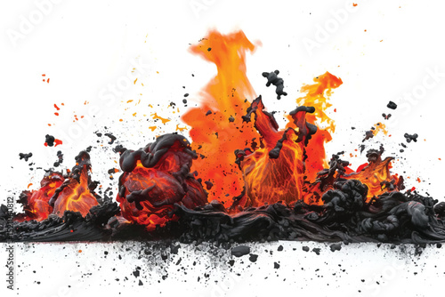 Fire flames collection isolated on white background.