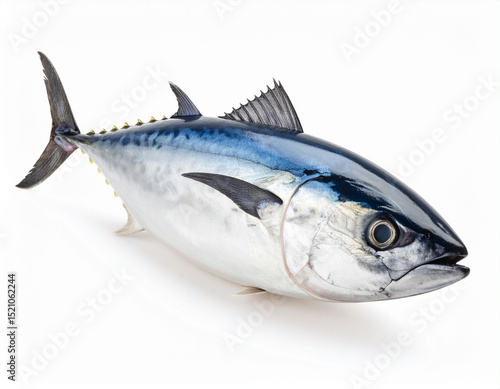 Atlantic Bonito Fish Isolated on White Background – Fresh Whole Seafood Closeup for Culinary Use