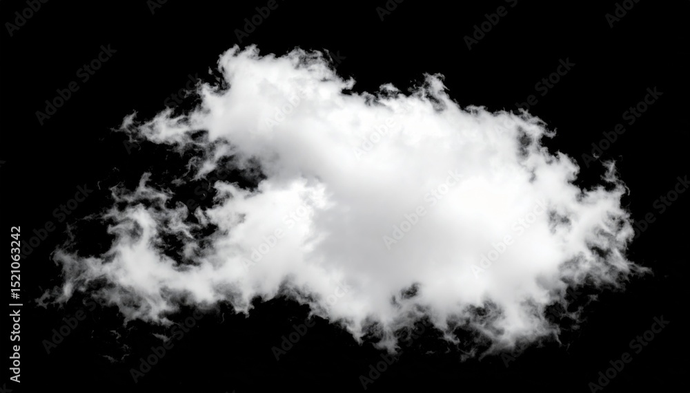 White Fluffy Cloud Isolated on Black Background White Fluffy Cloud Isolated on Black Background