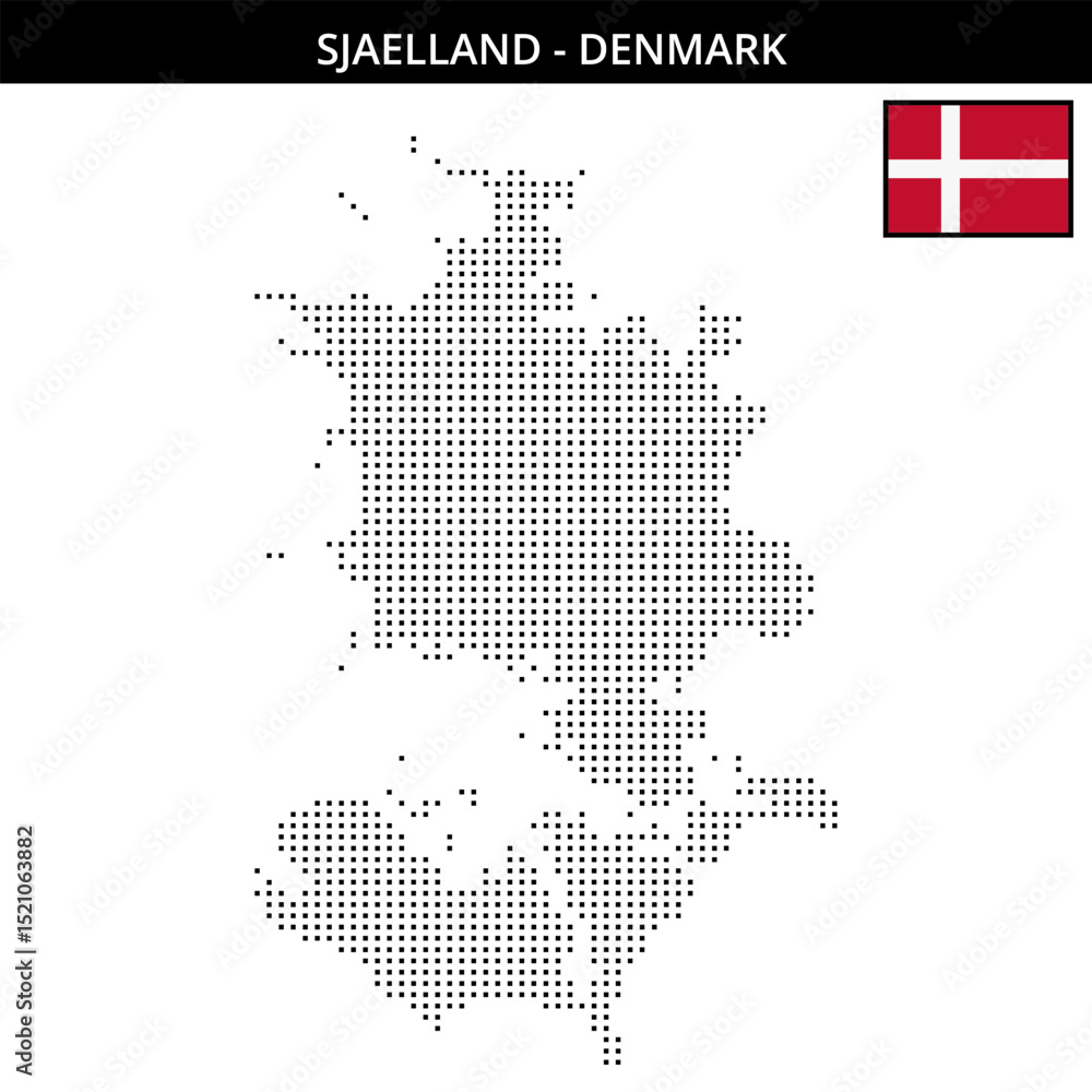 Obraz premium Small square dotted map of Sjaelland in Denmark