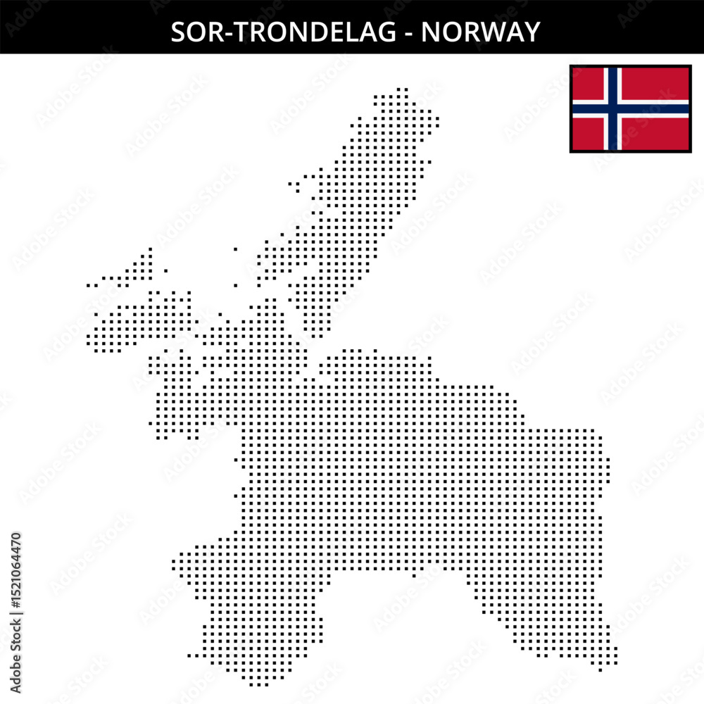 Obraz premium Small square dotted map of sor-trondelag in Norway