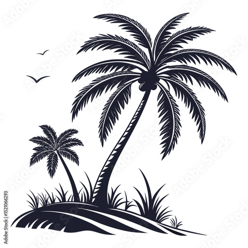 Palm Tree Silhouette – Minimal Black Vector on White Background
