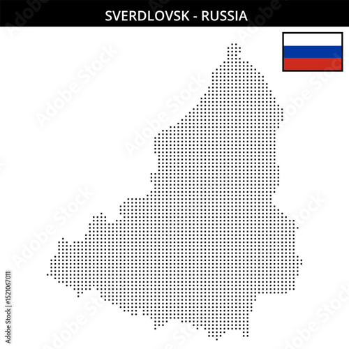 Small square dotted map of Sverdlovsk in Russia