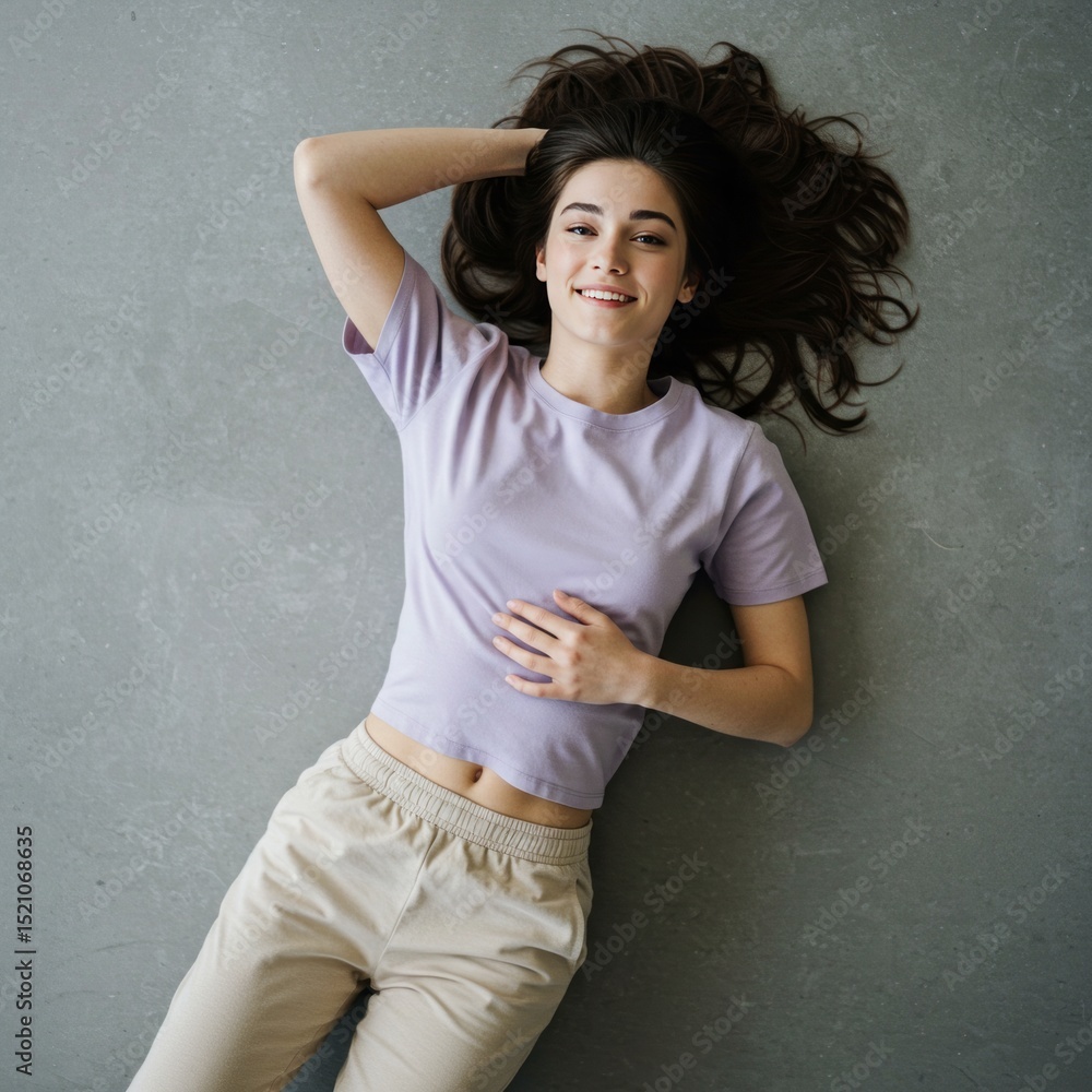 Fototapeta premium young woman lying on the Flore