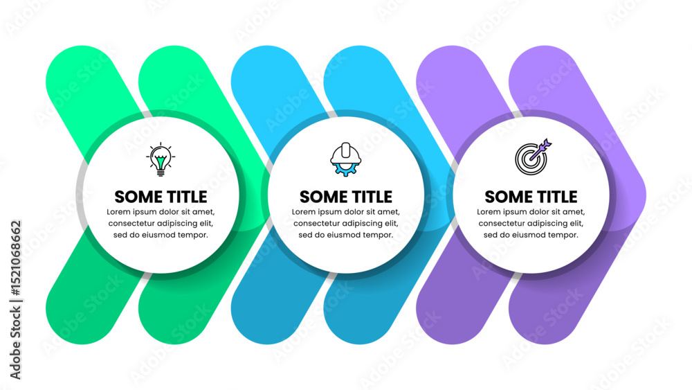 Infographic template. Arrow with 3 circles and icons Infographic template. Arrow with 3 circles and icons