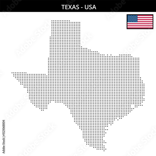 Small square dotted map of texas in the USA