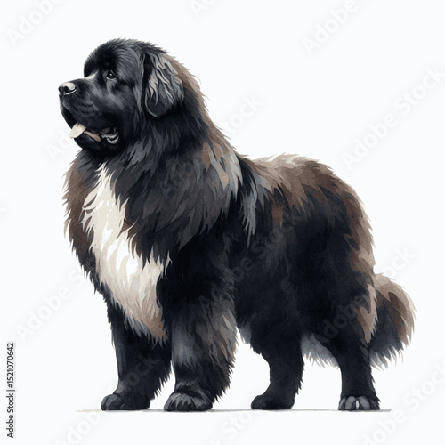 Water Rescue dog Newfoundland isolated watercolor vector illustration svg