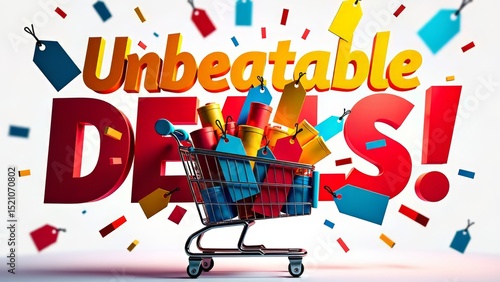 Unbeatable deals! shopping cart with price tags