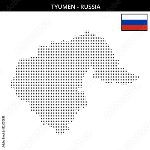 Small square dotted map of Tyumen in Russia