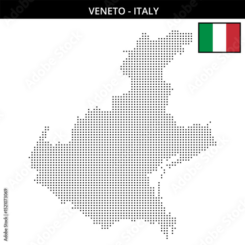 Small square dotted map of veneto in Italy