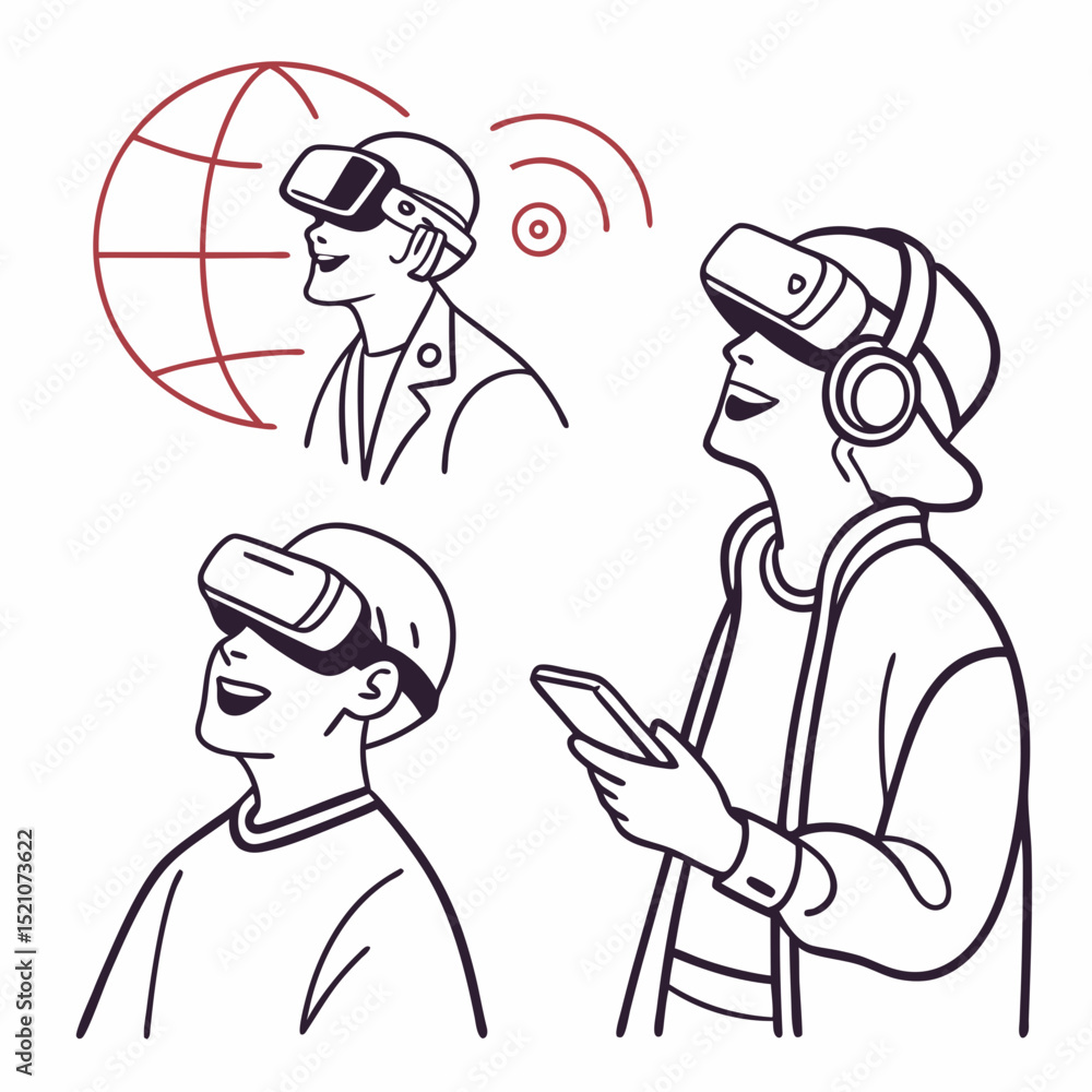 Metaverse line icon set. Minimalistic stickers with virtual reality, modern technologies and innovative gadgets. Futuristic world. Cartoon flat vector . Metaverse line icon set. Minimalistic stickers with virtual reality, modern technologies and innovative gadgets. Futuristic world. Cartoon flat vector .