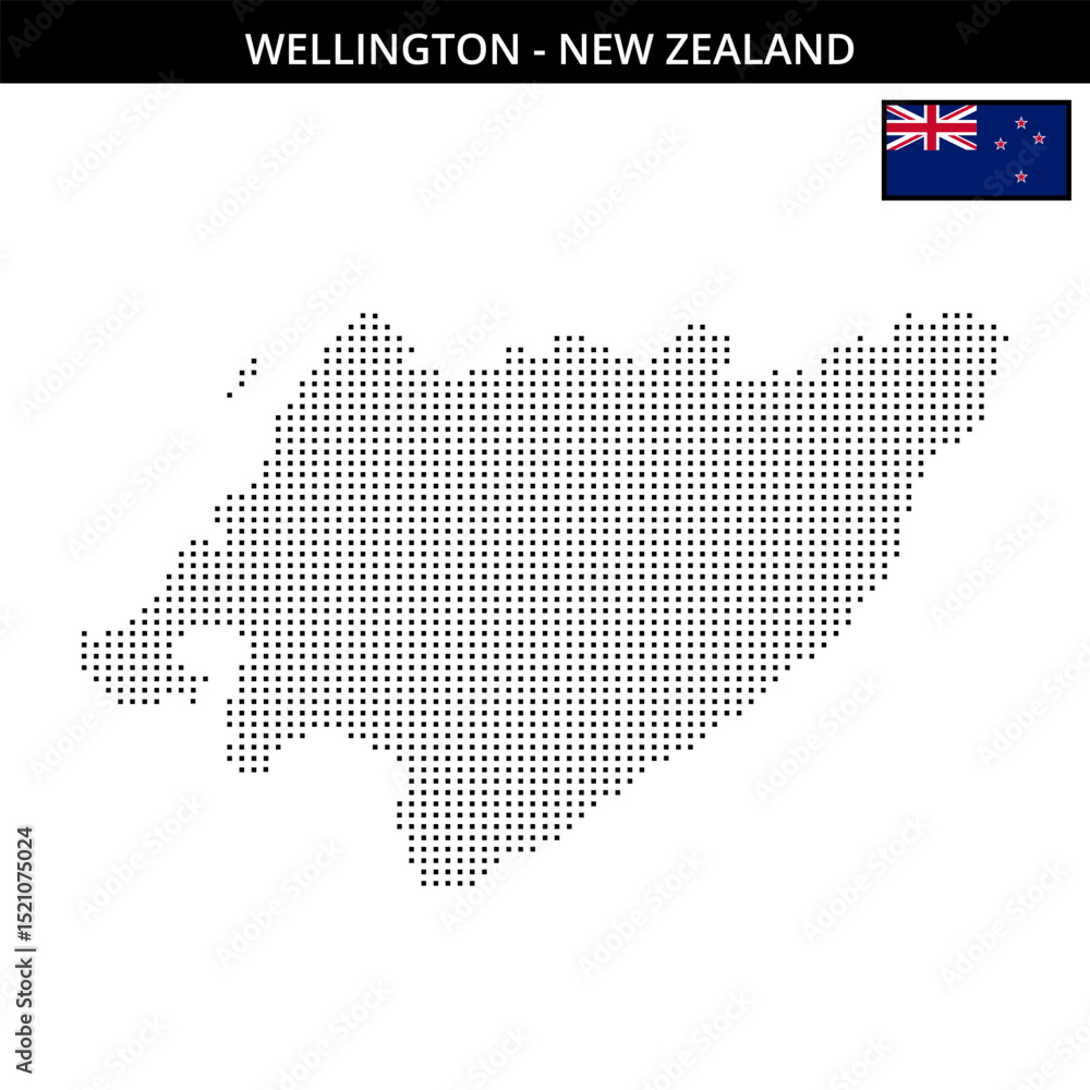 Obraz premium Small square dotted map of wellington in New Zealand