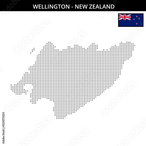 Small square dotted map of wellington in New Zealand