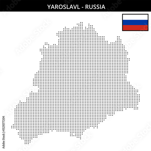 Small square dotted map of Yaroslavl in Russia