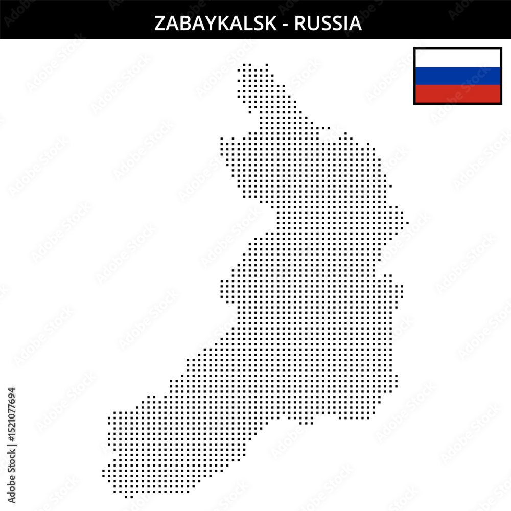 Obraz premium Small square dotted map of zabaykalsk in Russia