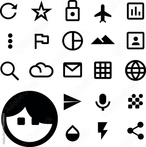 Black And White Icon Set eps