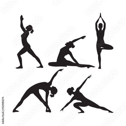 Flat yoga silhouette poses collection for international yoga day