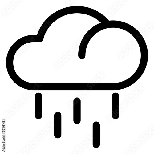 Black and white drawing of a cloud with rain falling from it. Concept of sadness and melancholy