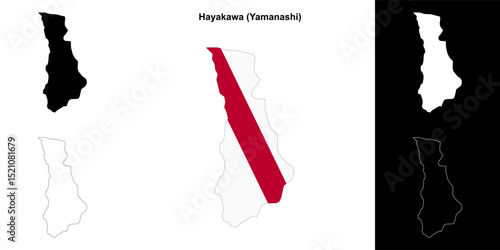 Hayakawa (Yamanashi) outline map set