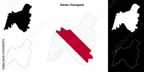 Sakata (Yamagata) outline map set
