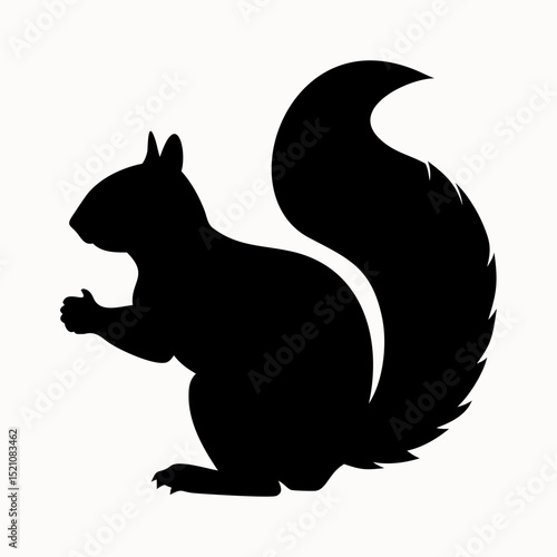 Squirrel silhouette logo. Black icon squirrel isolated on white background. Vector illustration side view.