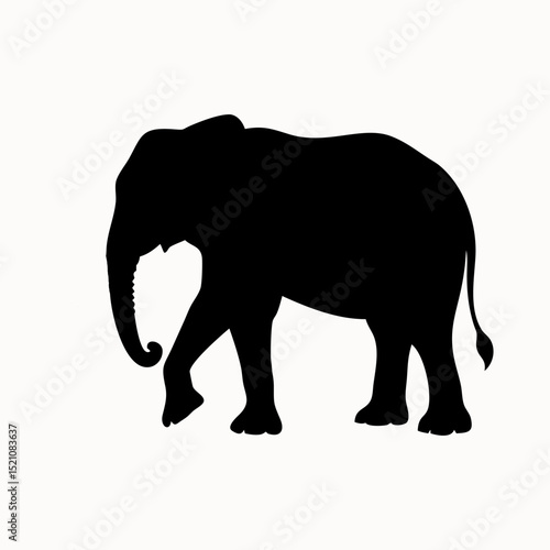 African elephant silhouette logo. Black icon 
elephant isolated on white background. Vector illustration side view.