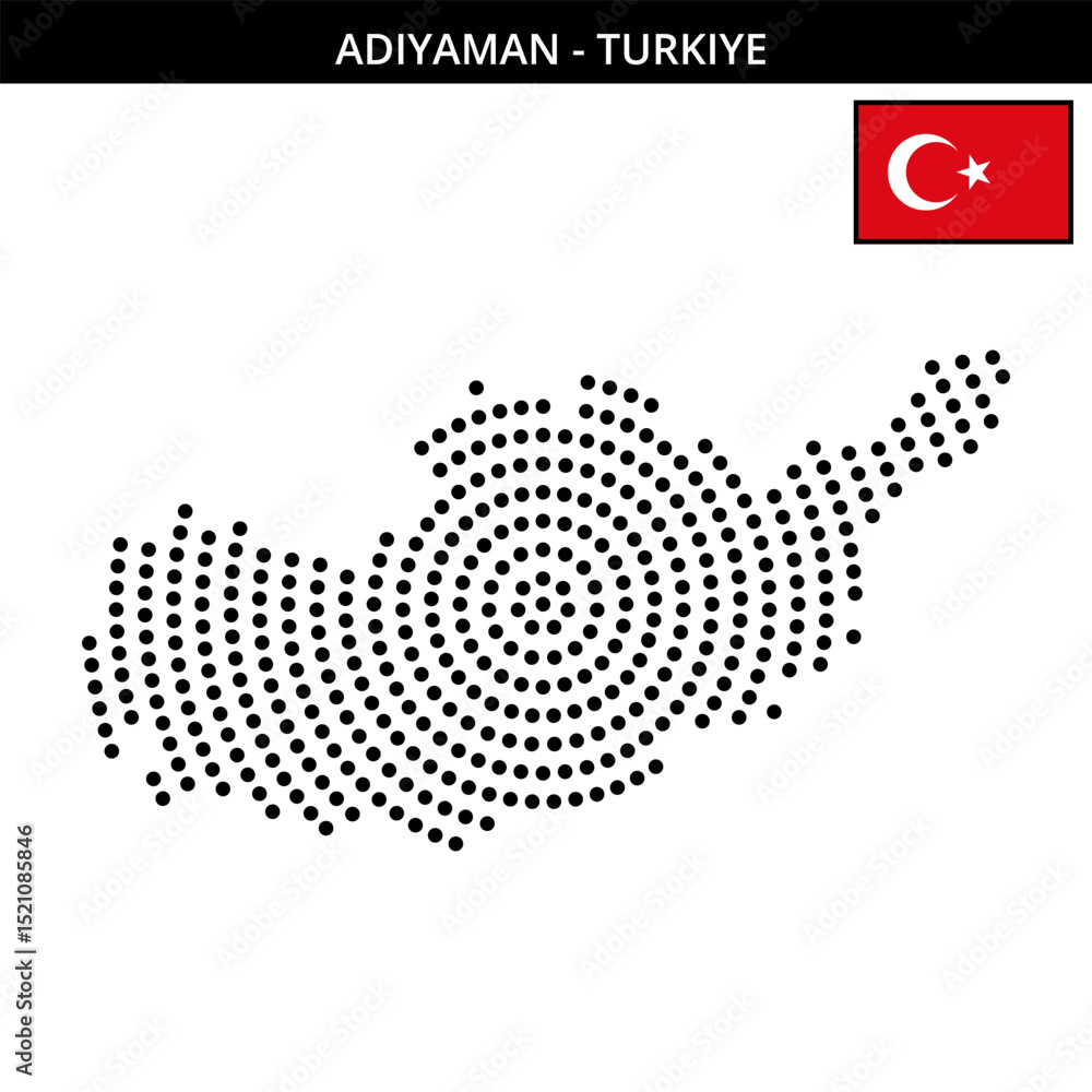 Obraz premium Big circular dotted map of adiyaman in Turkiye
