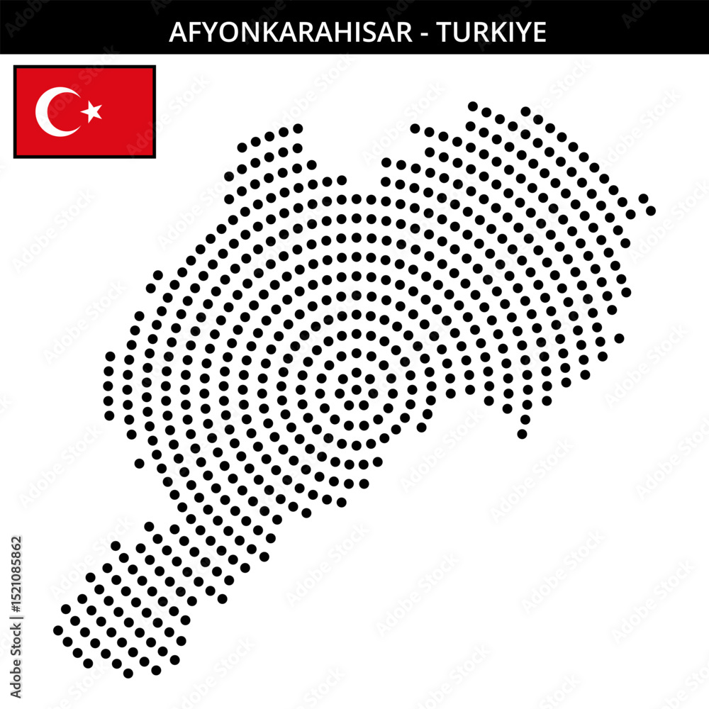 Fototapeta premium Big circular dotted map of afyonkarahisar in Turkiye