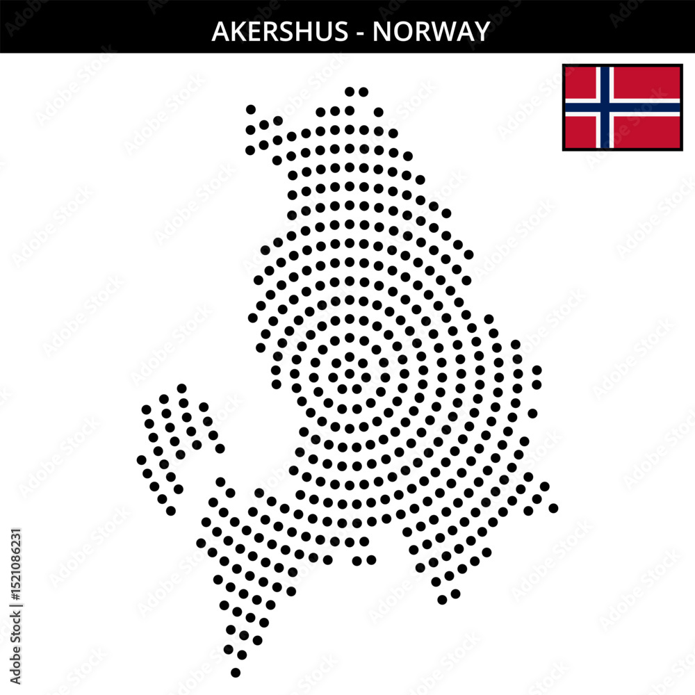 Obraz premium Big circular dotted map of akershus in Norway