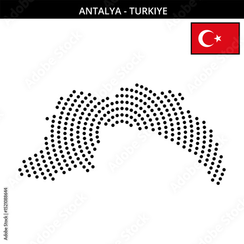 Big circular dotted map of antalya in Turkiye